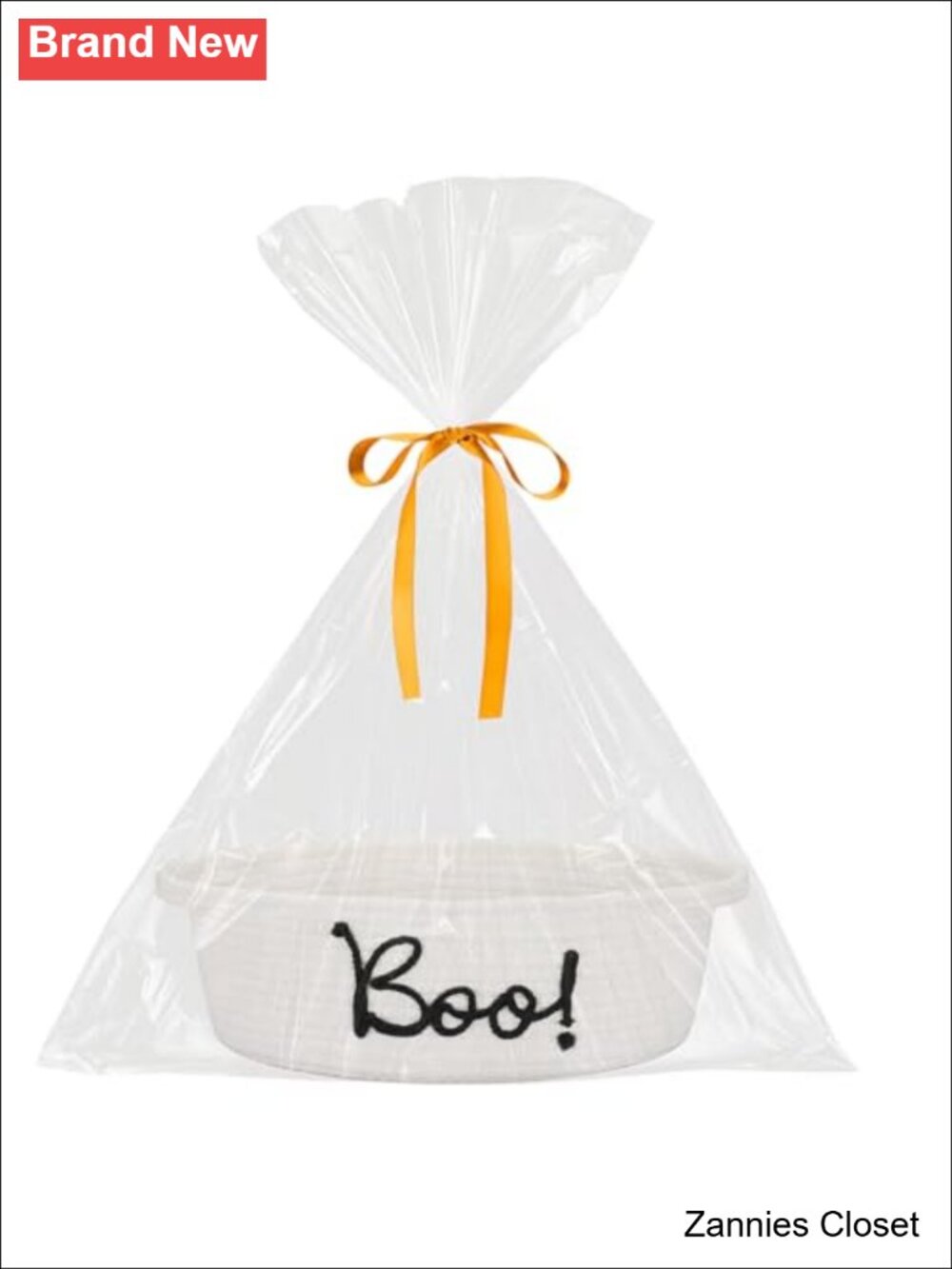 👻 Halloween Woven Boo Gift Basket Wicker Basket with Card Ribbon Bag